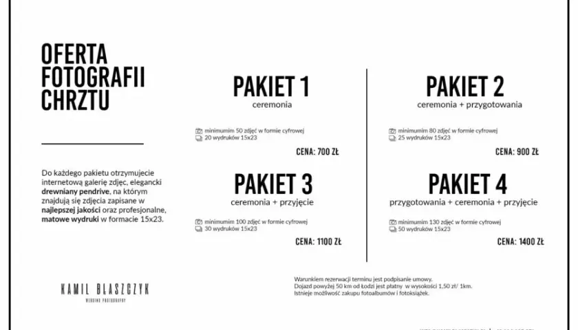 Ile kosztuje fotograf na chrzciny? Cennik i pakiety