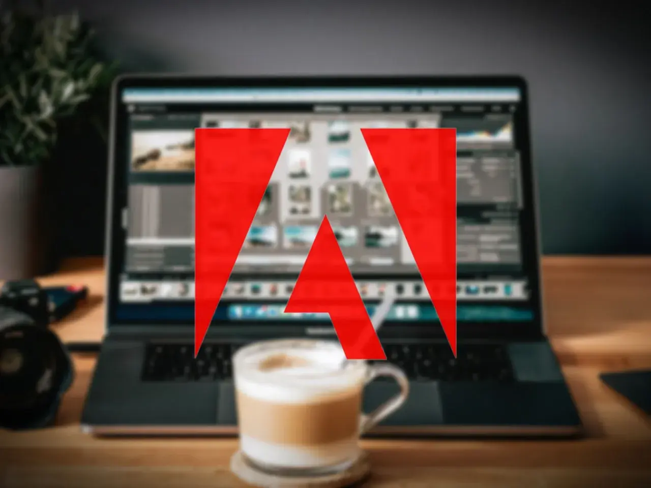 Laptop z programem do edycji zdjęć i logo Adobe. Zastanawiasz się, ile kosztuje Photoshop?