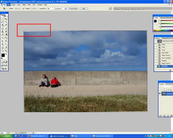 Photoshop narzędzie kadrowanie prostowanie horyzontu