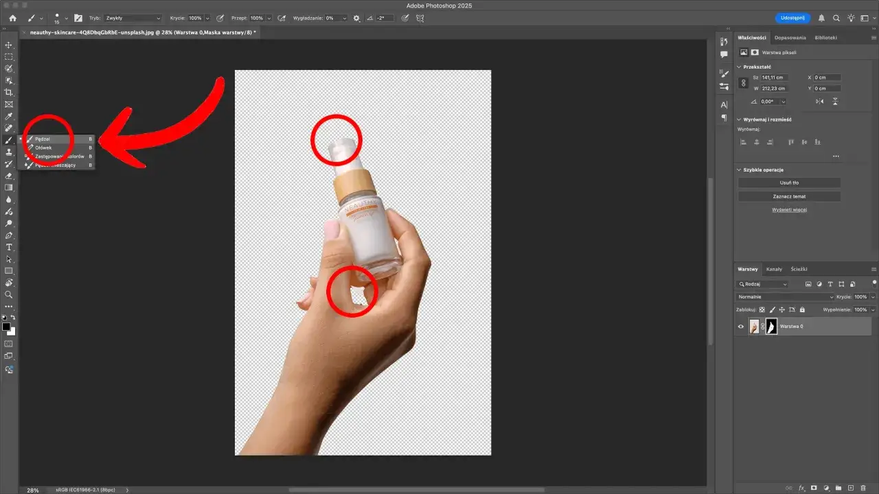 Photoshop zaznaczanie obiektu i usuwanie tła