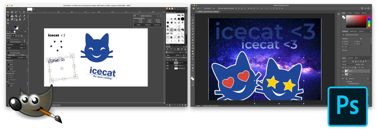 GIMP vs Photopea interface comparison