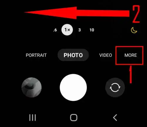 Samsung S22 camera modes interface