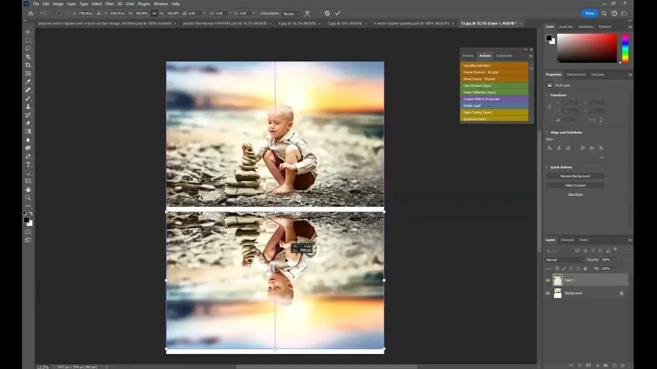 photoshop odbicie w wodzie