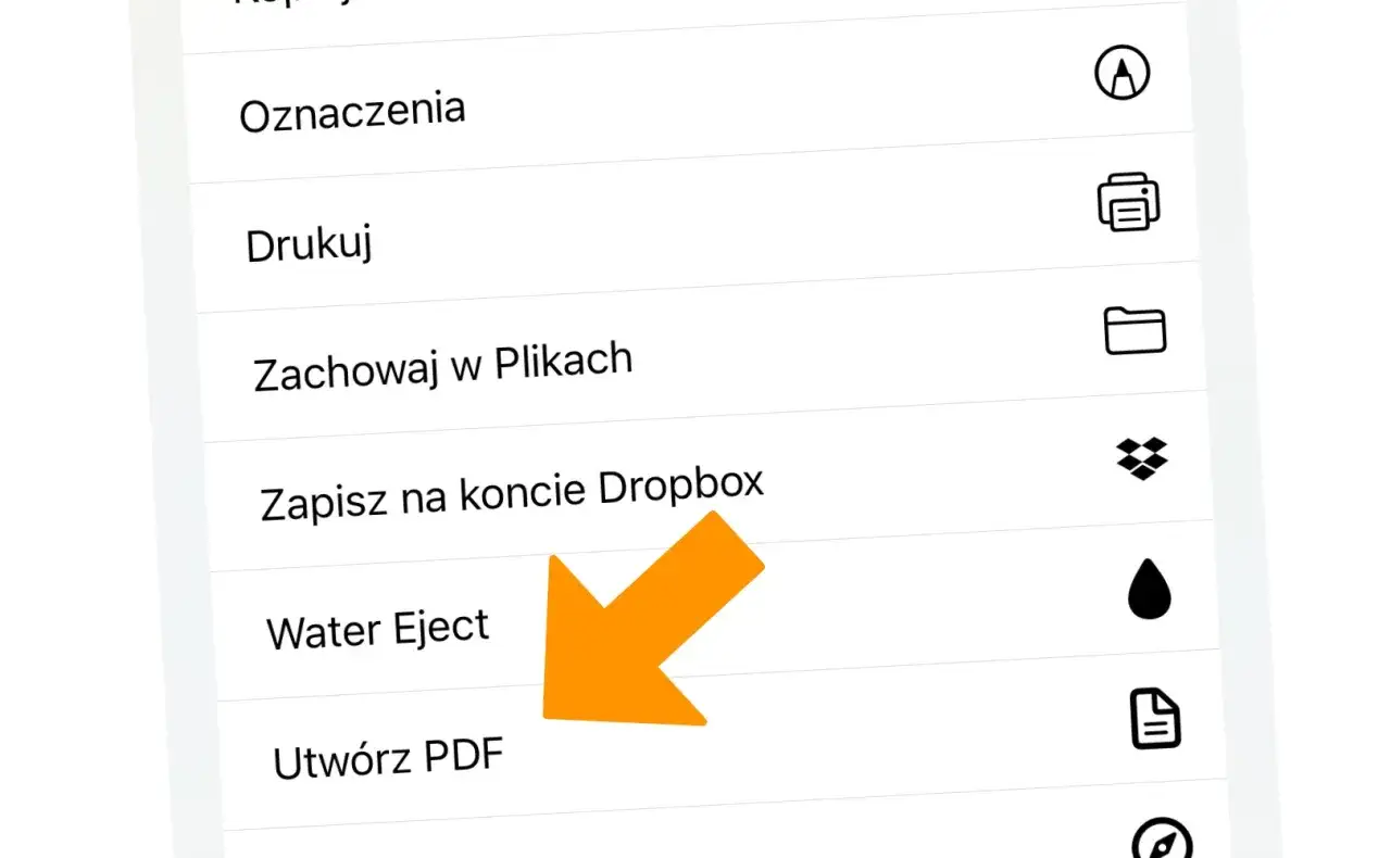 iPhone tworzenie PDF ze zdjęć funkcja drukuj podgląd