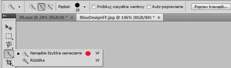Photoshop narzędzia do zaznaczania różdżka szybkie zaznaczanie