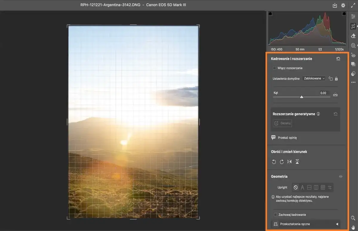 photoshop menu obracanie obrazu