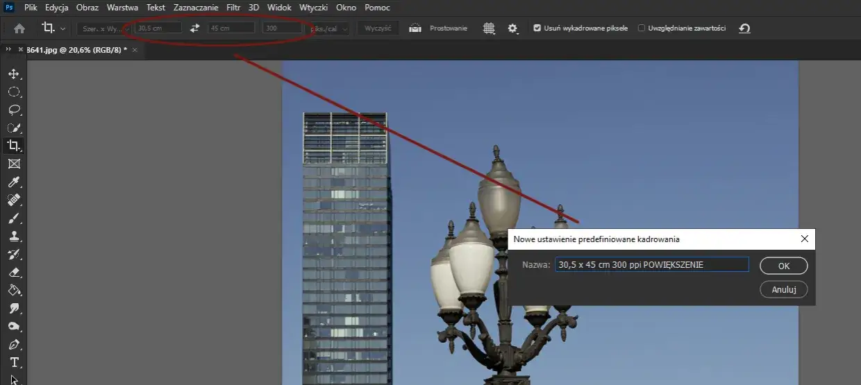 Narzędzie Kadrowanie Photoshop
